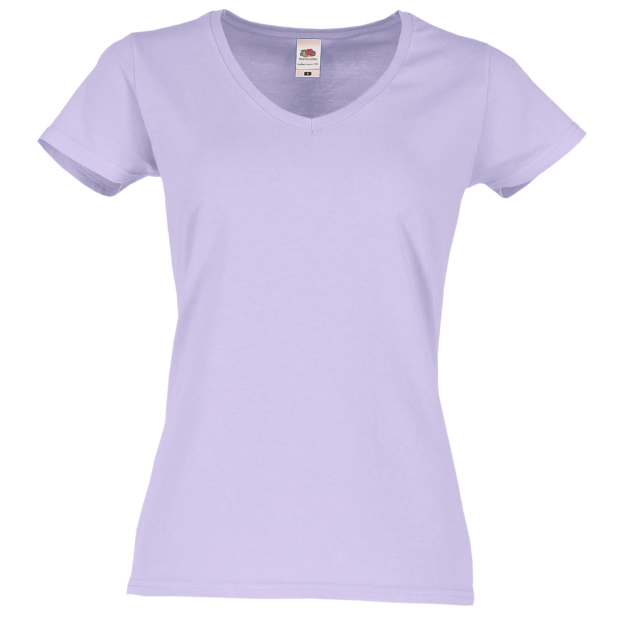 Fruit of the Loom Damen Iconic 150 V-Neck T-Shirt in Soft Lavender