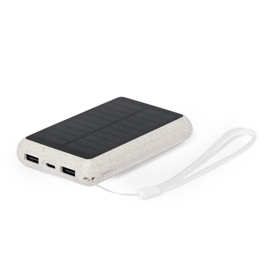 Powerbank aus Weizenstroh 5000 mAh, Solarladegerät in Neutral
