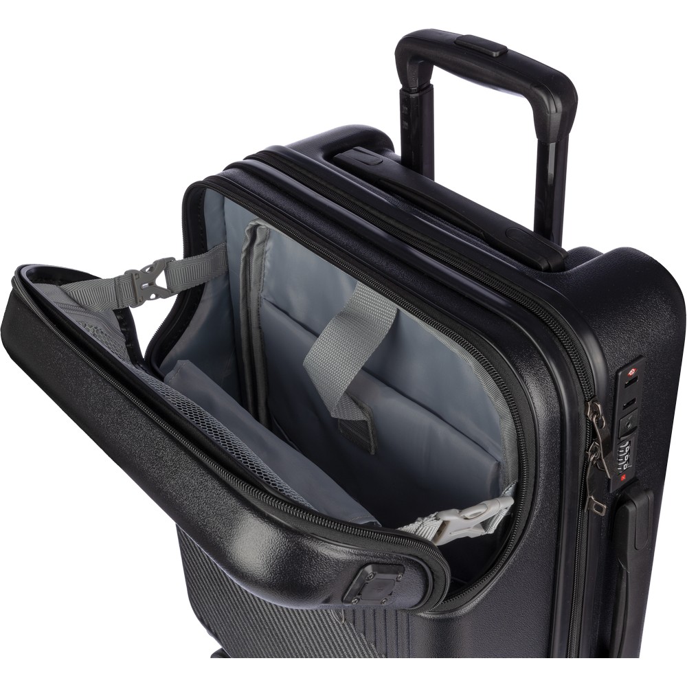 Reisekoffer, Trolley-Tasche, in Schwarz, Ansicht 3