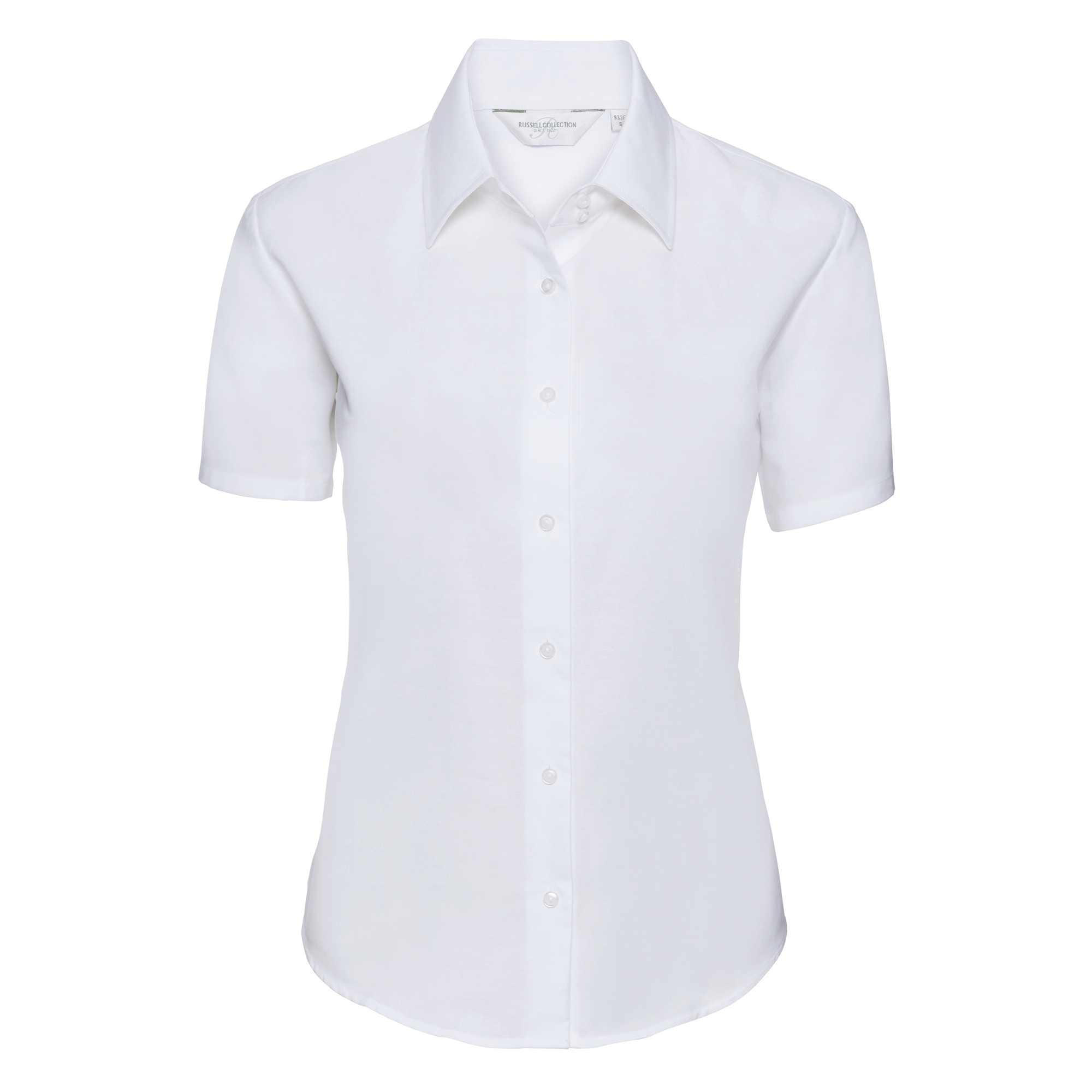 Russell Klassische Oxford Bluse – Kurzarm in Weiß