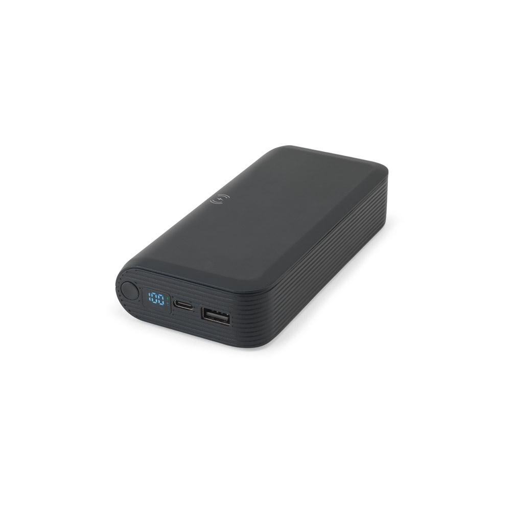 20'000 mAh Powerbank aus recyceltem ABS (100% rABS) mit 15W superschnellem kabellosem Ladegerät | Becker 20 – Schwarz
