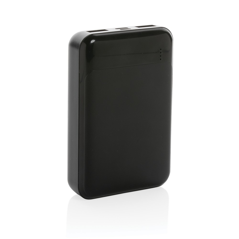 10.000 mAh Powerbank aus RCS Standard recyceltem Kunststoff in Schwarz, Ansicht 2