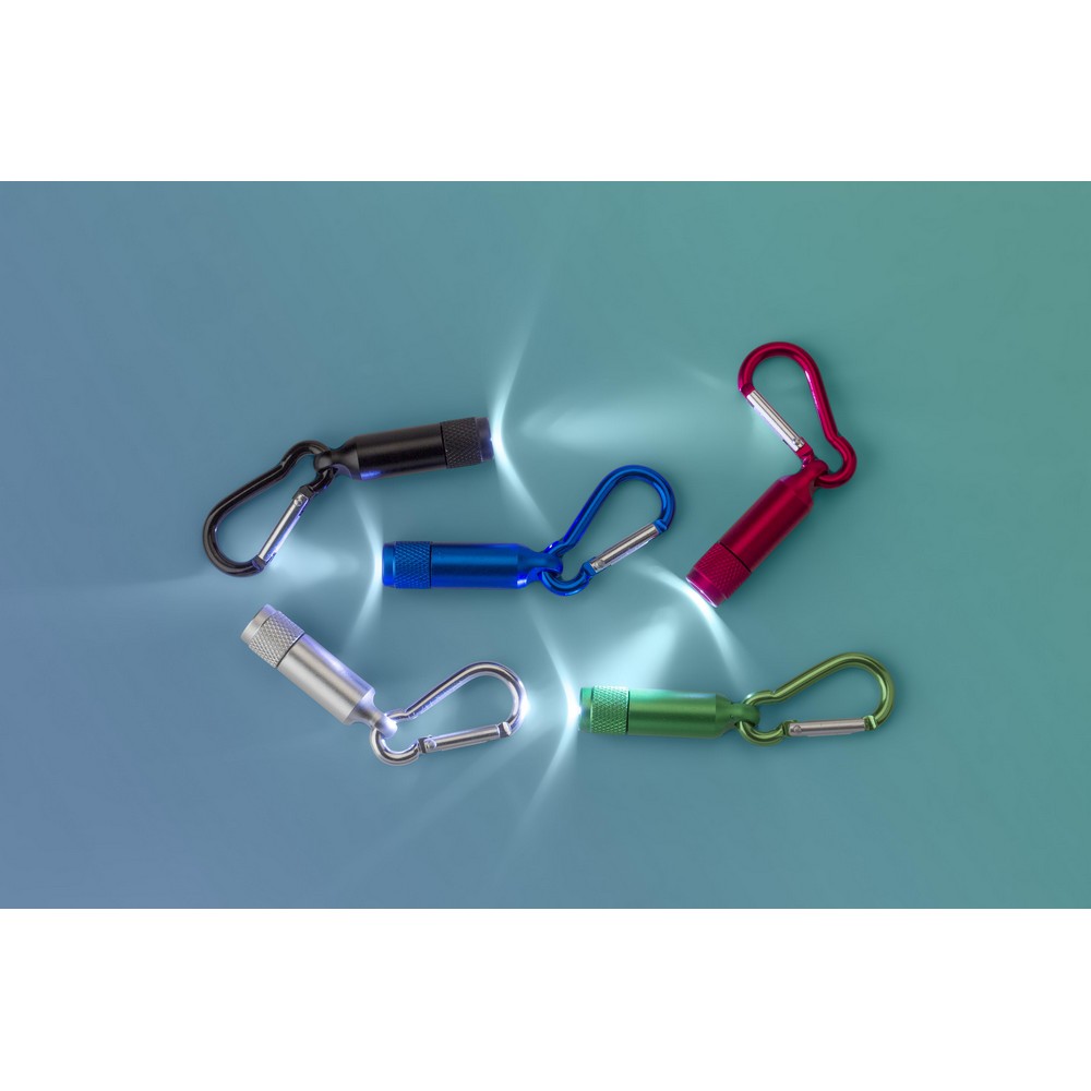 Mini Taschenlampe 1 LED mit Karabinerhaken in Schwarz, Ansicht 3