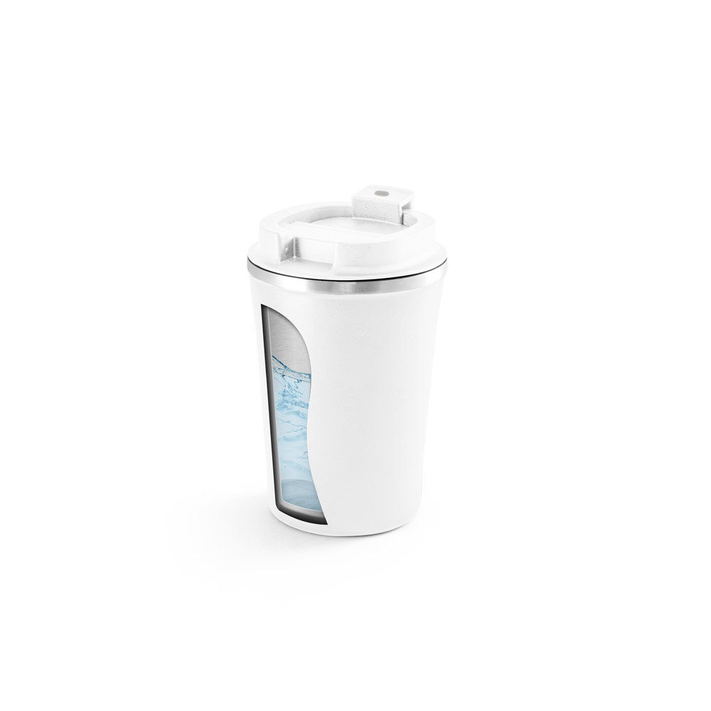 Reisebecher aus Edelstahl und PP 470 ml | Phelps – Weiß, Ansicht 4
