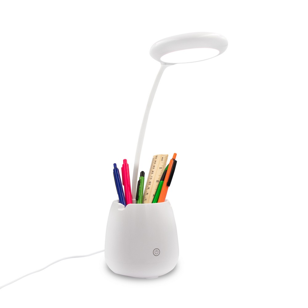 Schreibtischlampe, Wireless Lautsprecher 3W, Telefonständer, Halterung für Schreibutensilien | Asar in Weiß, Ansicht 6