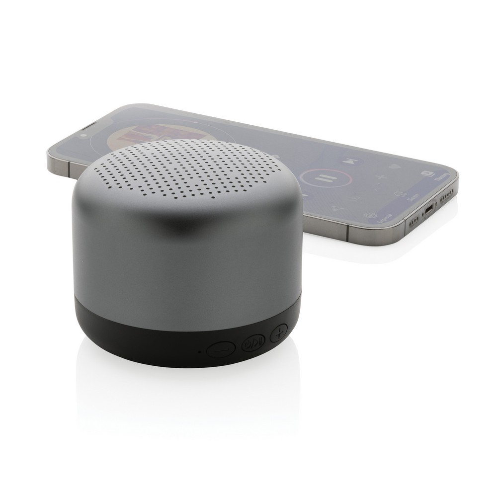 5W wireless speaker made with RCS (Recycled Claim Standard) certified recycled aluminium and ABS. Total recycled content: 35% based on total item weight. RCS certification ensures a completely certified supply chain of the recycled materials. Aluminium do