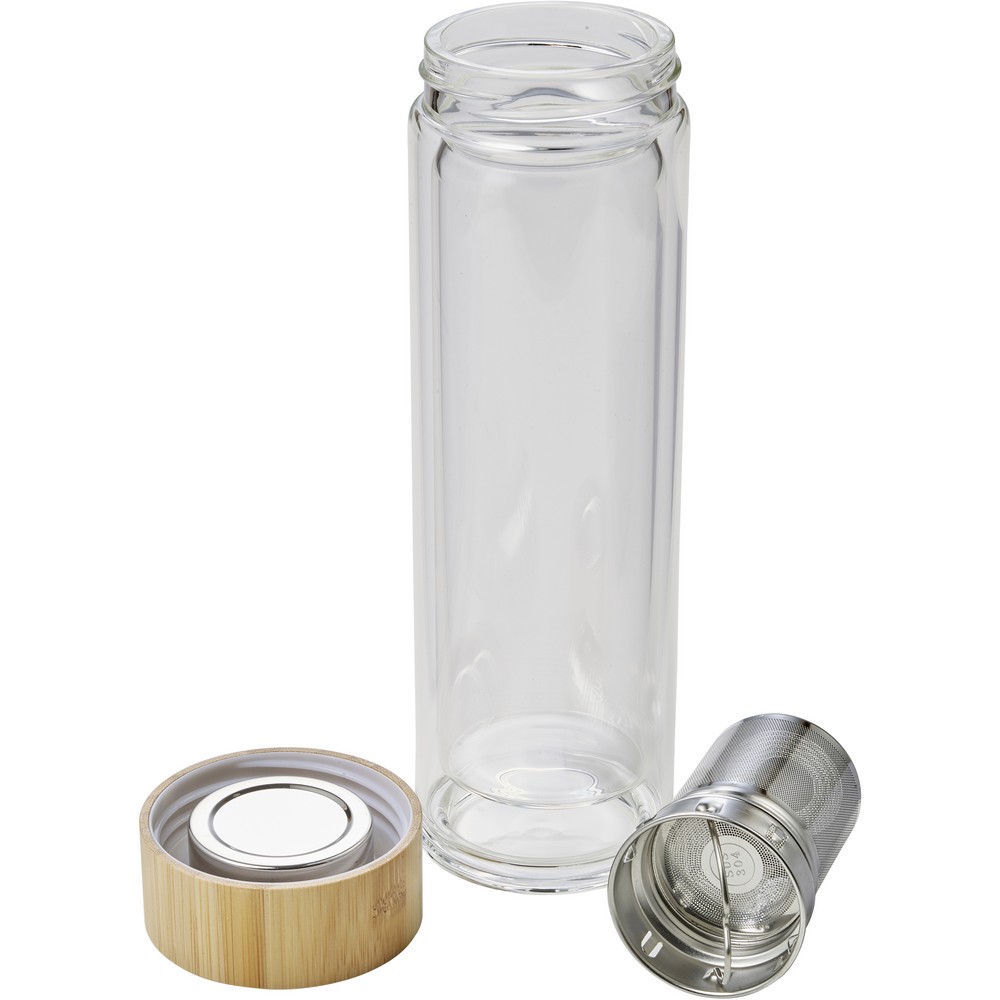 Thermosflasche aus Glas 420 ml mit Sieb zum Auffangen des Bodensatzes in Hellbraun, Ansicht 5