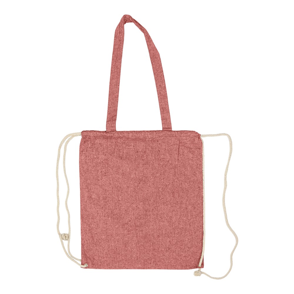 Baumwolltasche 2 in 1, Beutel mit Kordel, Einkaufstasche | Gondulfo in Rot, Ansicht 3