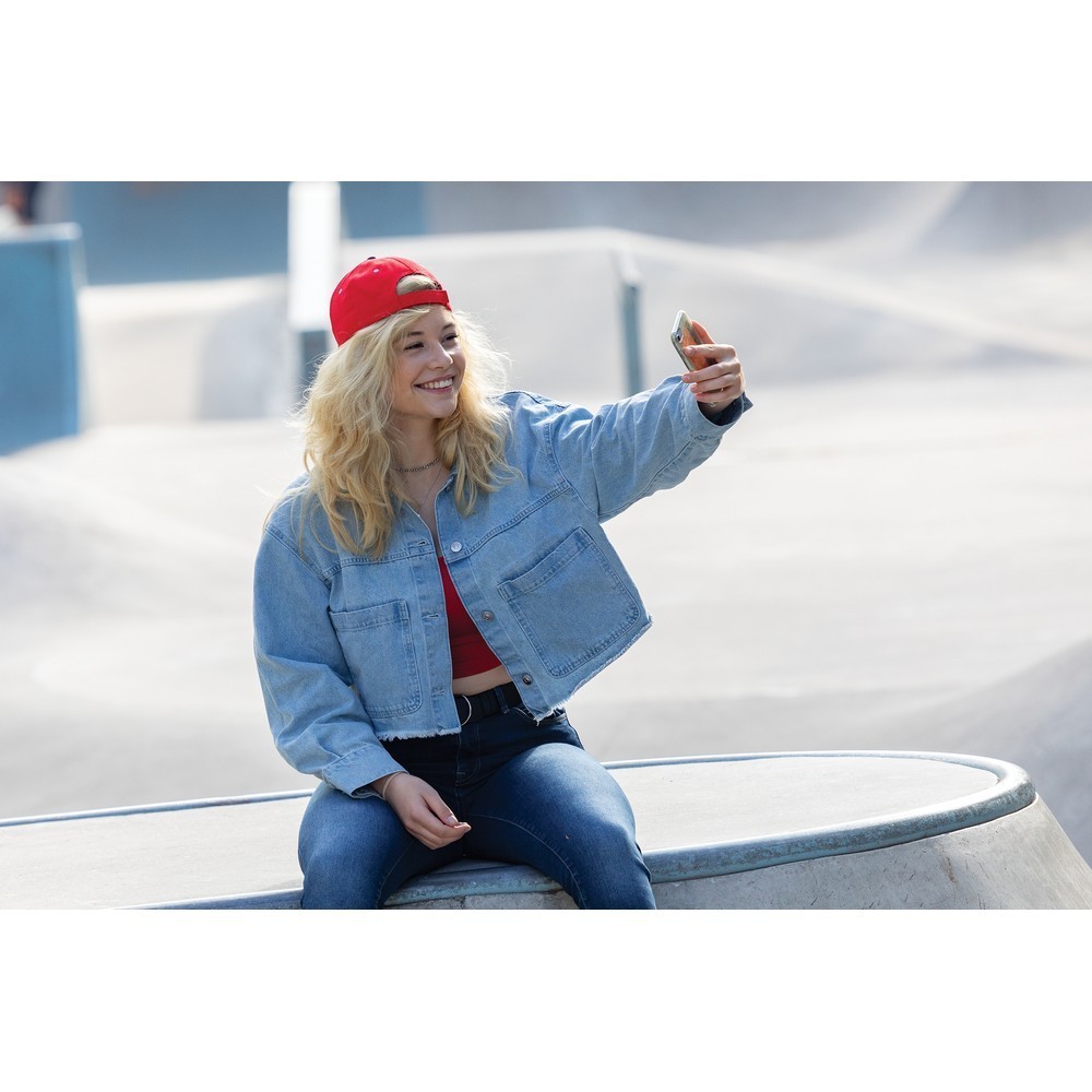 Impact AWARE™ 280gr Brushed rCotton 6 Panel Kontrast-Cap in Blau, Ansicht 14