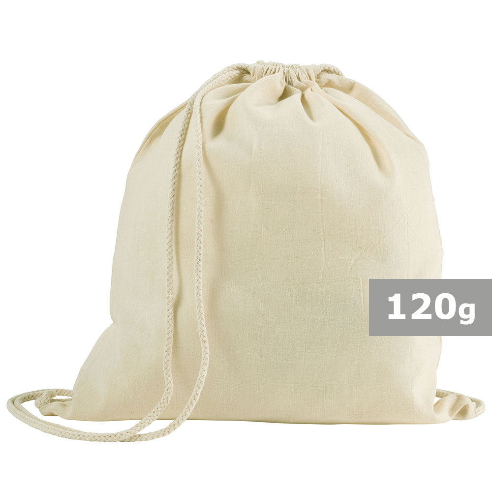 Beutel aus Baumwolle mit Kordel in Beige