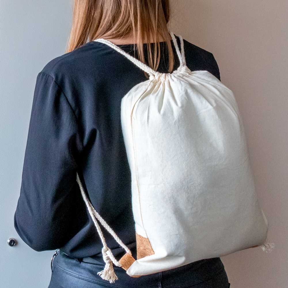 Beutel aus Baumwolle mit Kordel, Korkdetails | Rontay in Beige, Ansicht 7