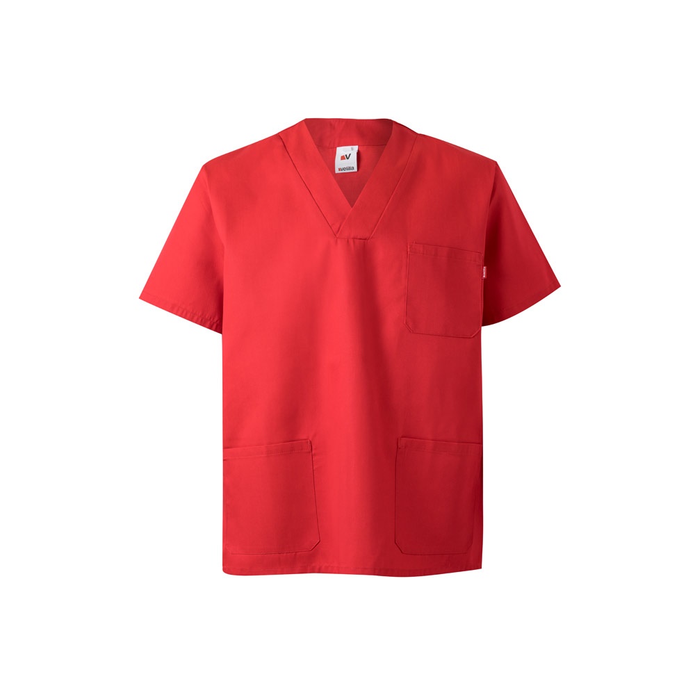 Tunika aus Twill (190g/m²) mit kurzen Ärmeln, aus Polyester (65%) und Baumwolle (35%) | VL Illapa – Rot