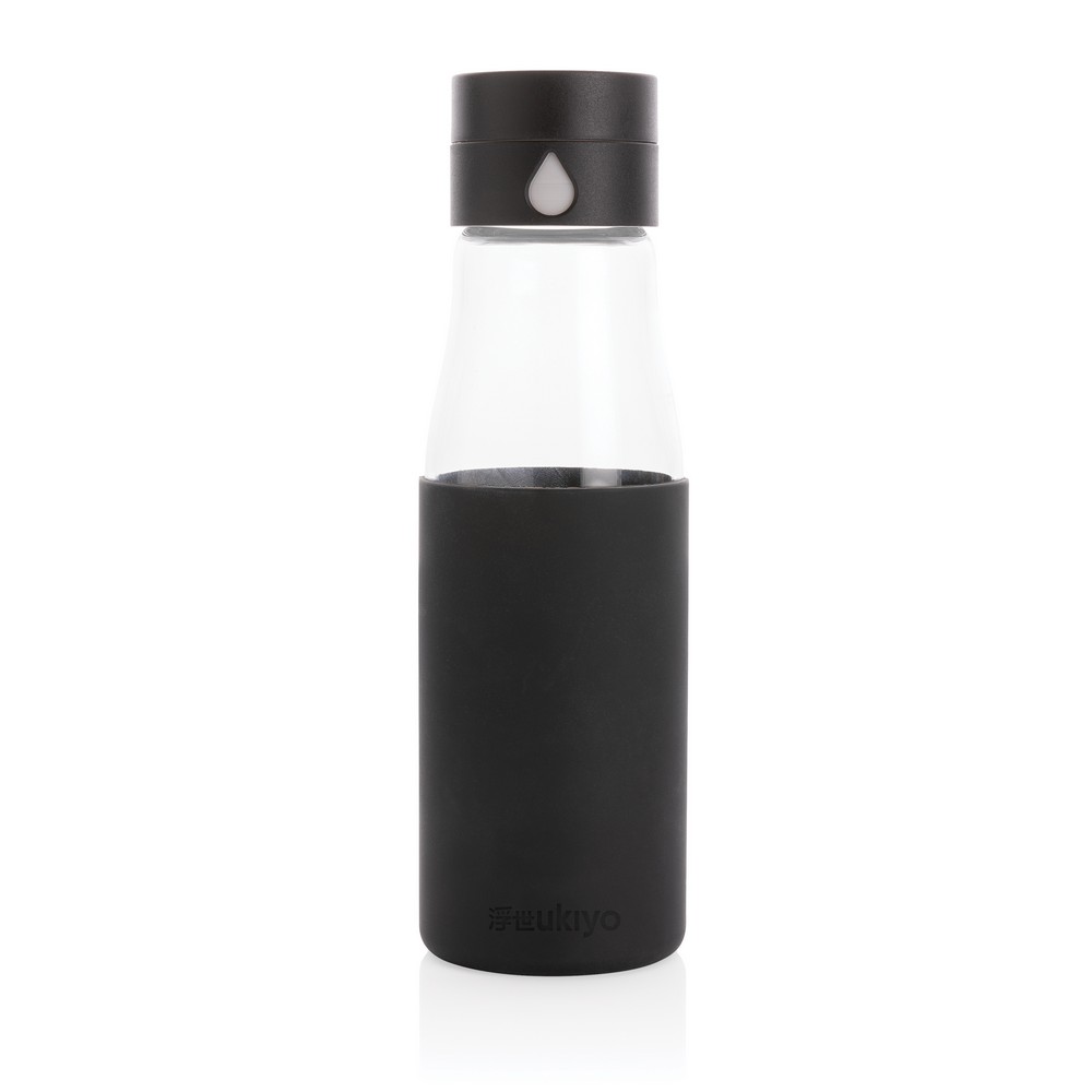 650 ml Ukiyo-Glasflasche, Überwachung der Menge des getrunkenen Wassers in Schwarz, Ansicht 2