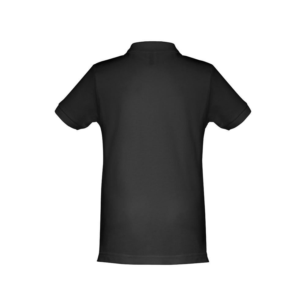 Kurzärmeliges Baumwoll-Poloshirt für Kinder (unisex) | THC Adam Kids – Schwarz, Ansicht 2