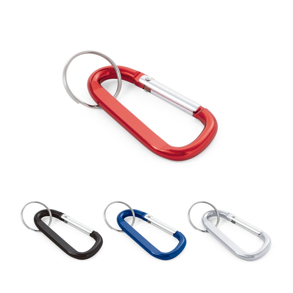 Karabinerclip aus Aluminium mit Schlüsselring | Matthew – Schwarz, Ansicht 2