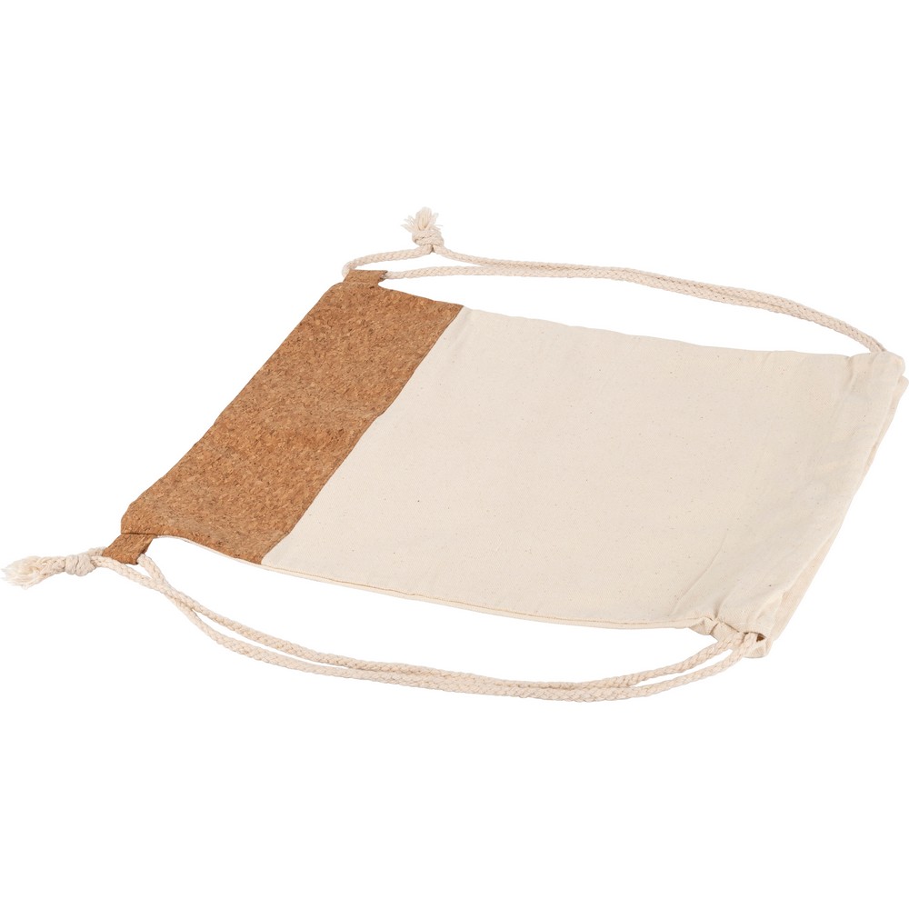 Beutel aus Baumwolle mit Kordel, Korkdetails in Beige, Ansicht 7