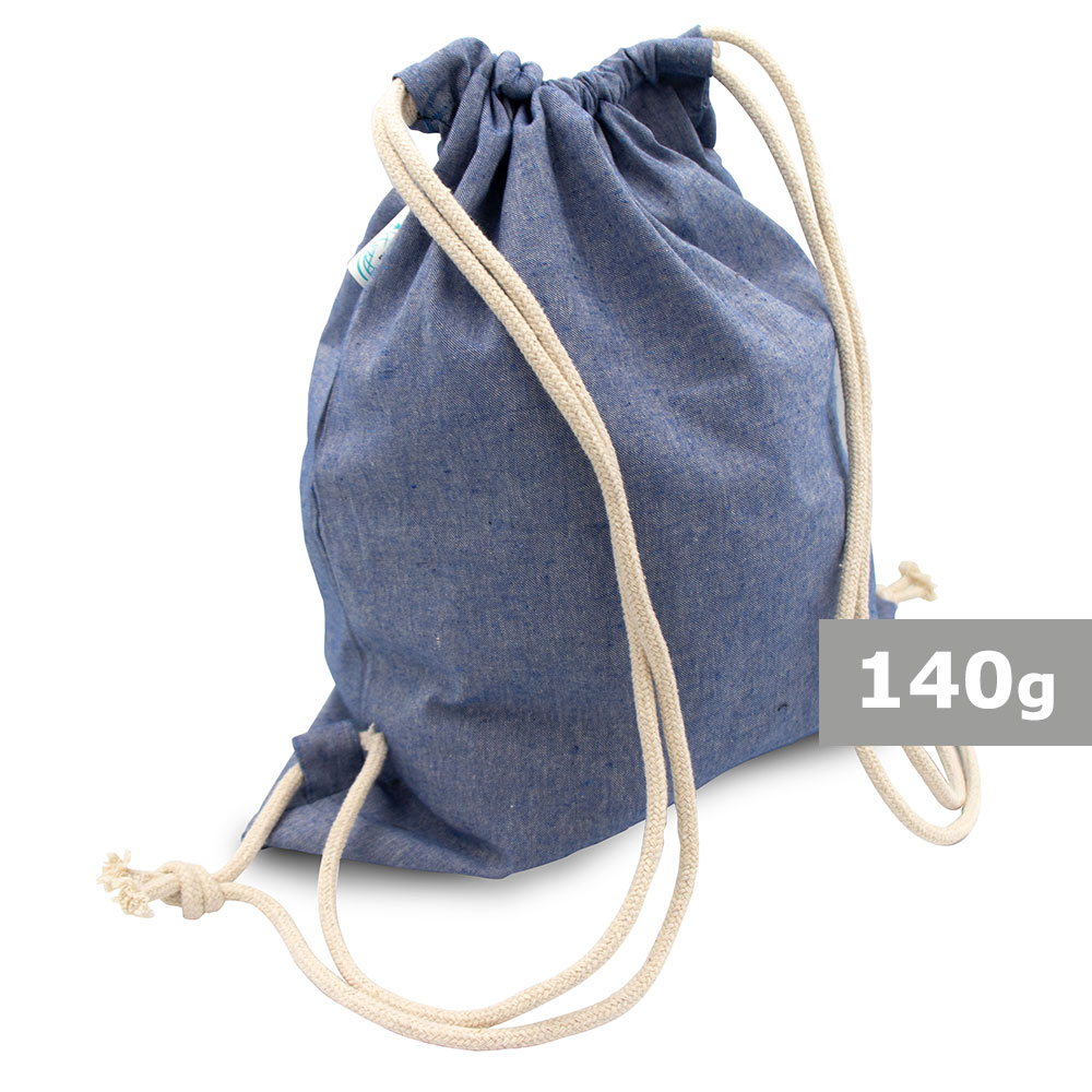 B'RIGHT Kordelzugbeutel aus recycelter Baumwolle und recyceltem Polyester | Jose in Blau