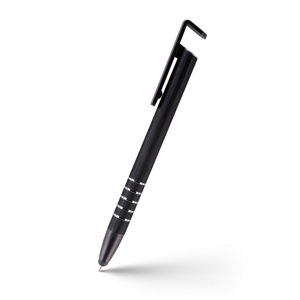 Kugelschreiber mit Touch-Pen, Telefonständer | Erran in Schwarz