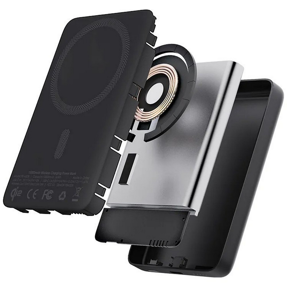 Magnetische kabellose Powerbank 10000 mAh, Aukey in Schwarz, Ansicht 10