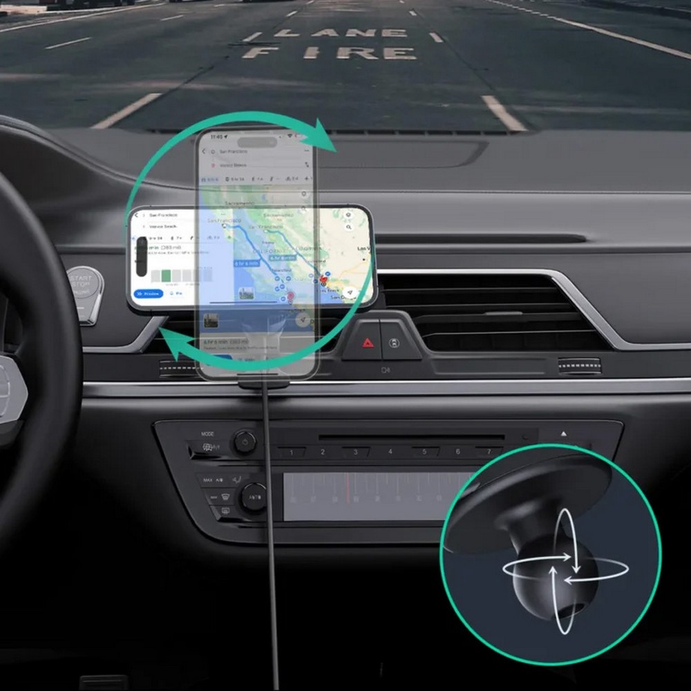 Kfz-Handyhalterung mit kabelloser 15W Ladefunktion, Aukey in Schwarz, Ansicht 8