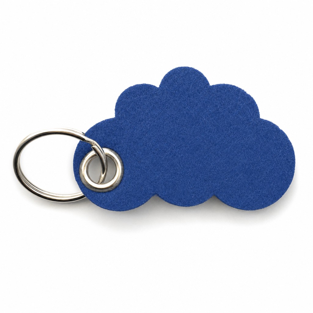 Filz-Schlüsselanhänger Wolke in Blau mit Metallöse und Schlüsselring – Werbeartikel aus 3 mm Filz