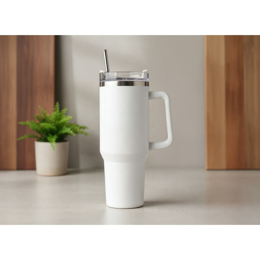 Thermobecher 1200 ml mit ergonomischem Griff | Stasimus in Weiß, Ansicht 2