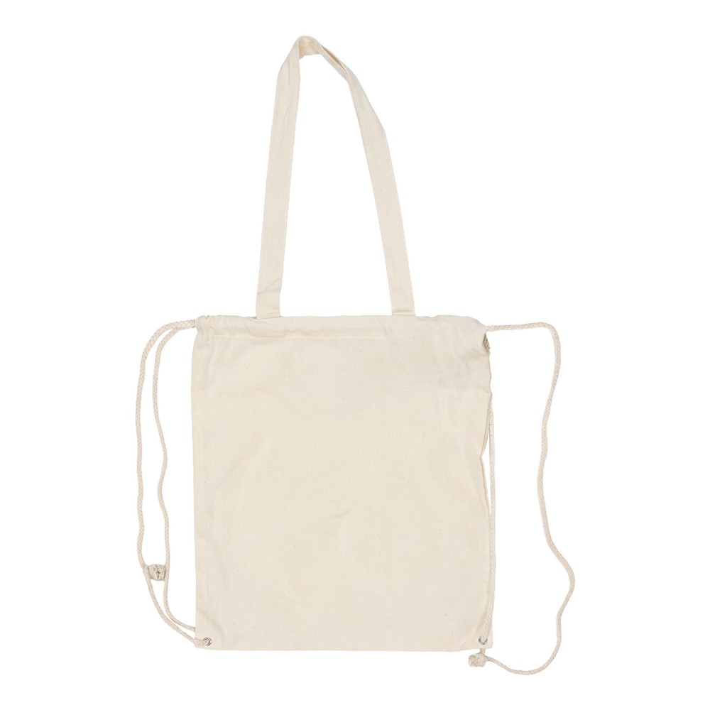 Baumwolltasche 2 in 1, Beutel mit Kordel, Einkaufstasche | Gondulfo in Beige, Ansicht 4