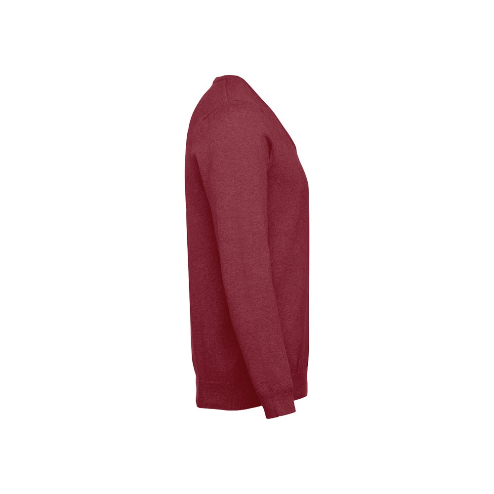 Herren-Pullover mit V-Ausschnitt aus Baumwolle und Polyamid | THC Milan – Burgunder, Ansicht 3