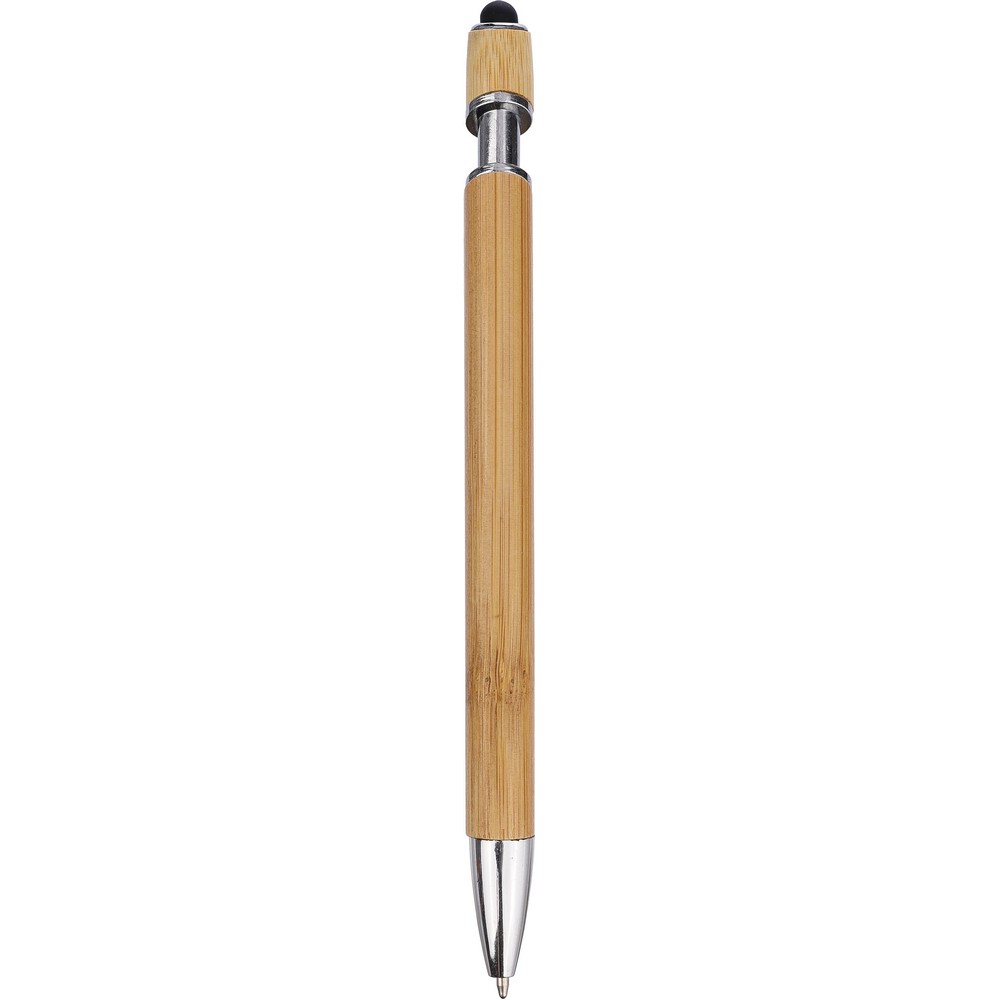 Kugelschreiber aus Bambus, Touchpen in Schwarz