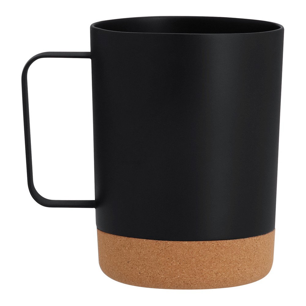 Becher 400 ml mit Korkdetail in Schwarz, Ansicht 2