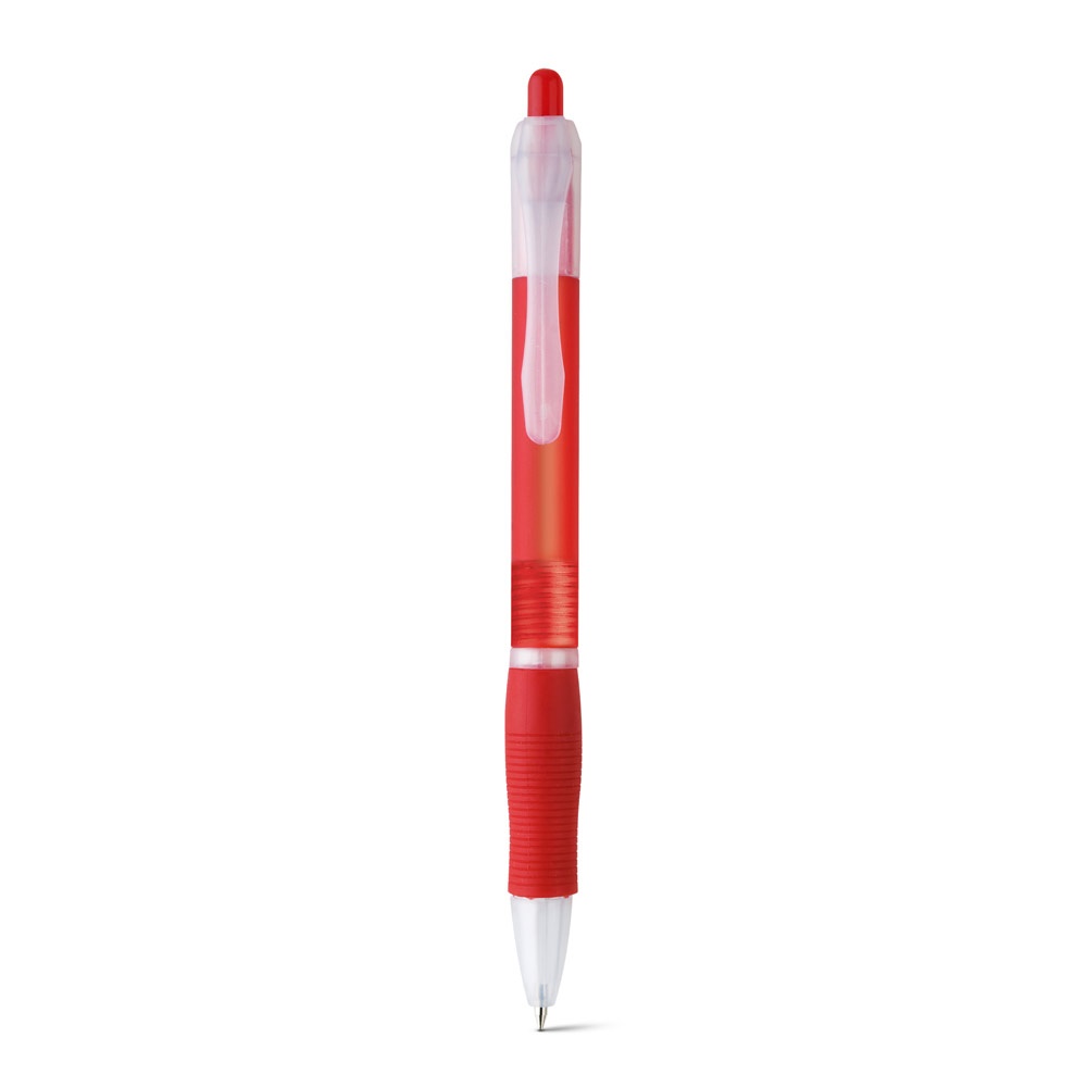 Kugelschreiber aus ABS mit Gummigriff | Slim Bk – Rot, Ansicht 2