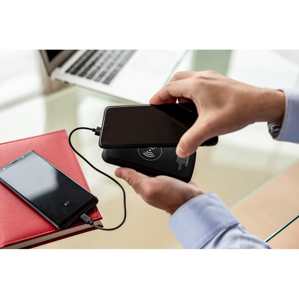 Mauro Conti Powerbank 8000 mAh, Wireless Ladegerät 5W | Eric in Schwarz, Ansicht 3