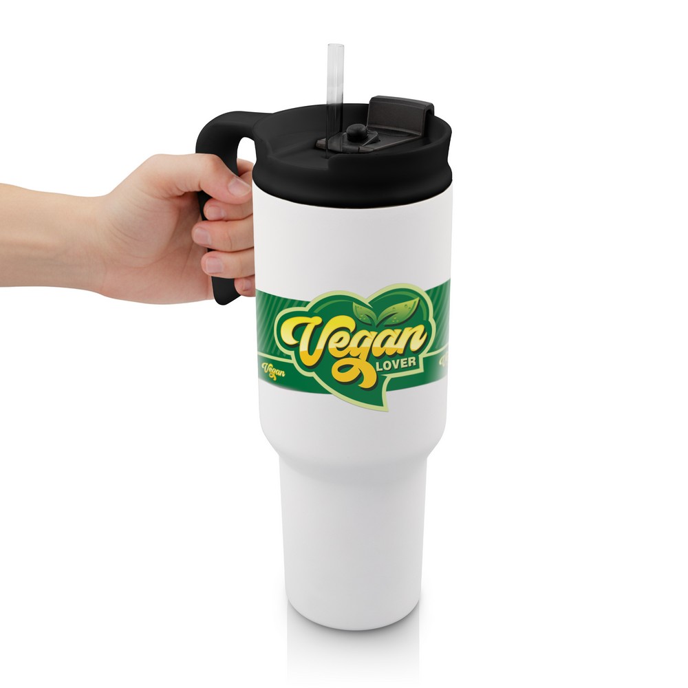 Thermobecher 1100 ml Air Gifts mit ergonomischem Griff | Ony in Weiß