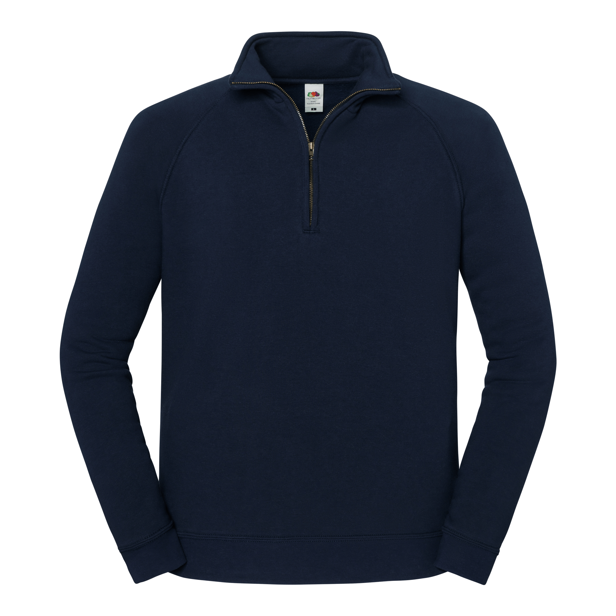 Fruit of the Loom Iconic Premium Zip Neck Sweat in Deep Navy