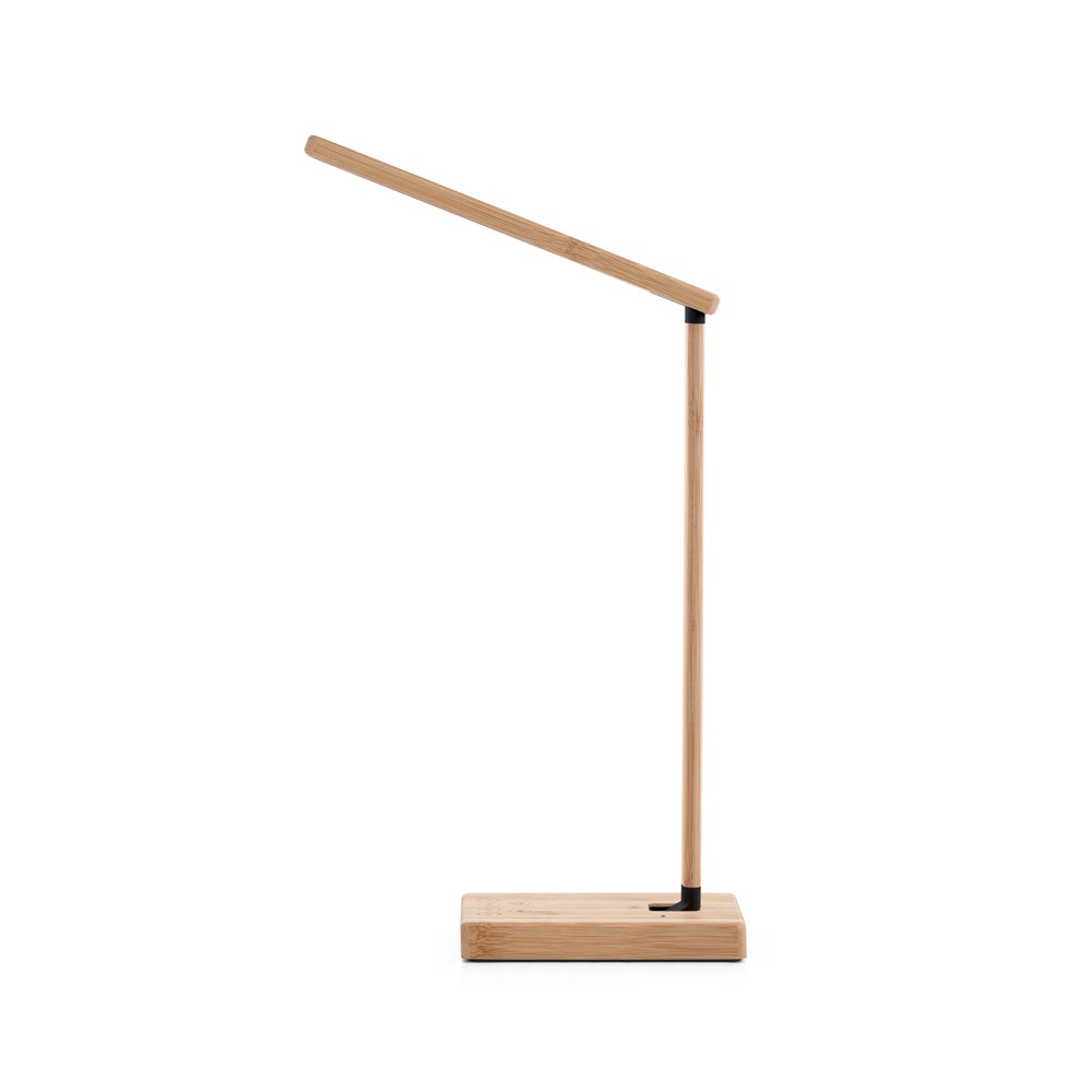 Klappbare Schreibtischlampe mit superschnellem kabellosem 15W-Ladegerät aus Bambus | Morey – Natur, Ansicht 3