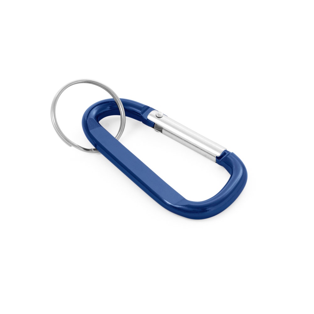 Karabinerclip aus Aluminium mit Schlüsselring | Matthew – Königsblau
