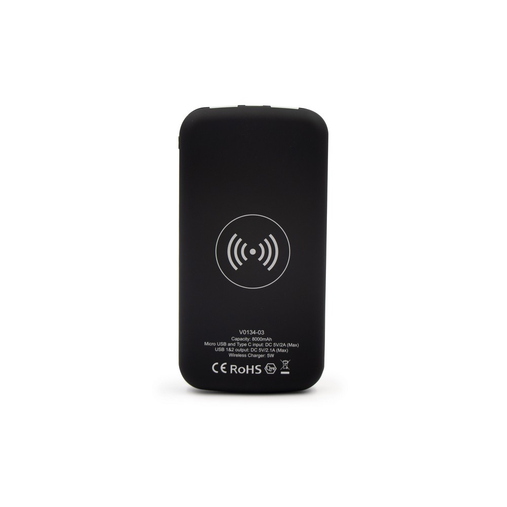 Mauro Conti Powerbank 8000 mAh, Wireless Ladegerät 5W | Eric in Schwarz, Ansicht 8