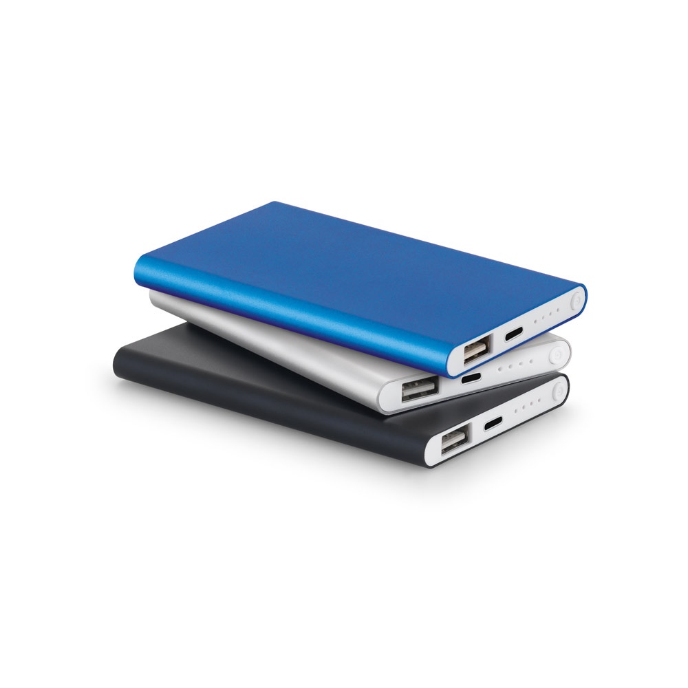 Powerbank Slim 4'000 mAh aus 70 % recyceltes ABS (70% rABS) und 30 % recyceltes Aluminium (30% rAL) | Marcet – Schwarz, Ansicht 3