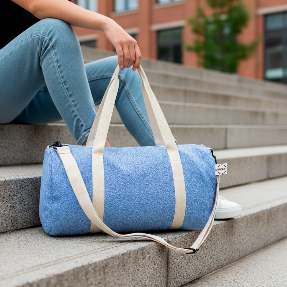 Sport- und Reisetasche B'RIGHT aus recycelter Baumwolle und recyceltem Polyester | Asha in Blau, Ansicht 8