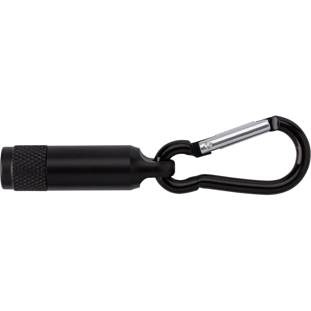 Mini Taschenlampe 1 LED mit Karabinerhaken in Schwarz