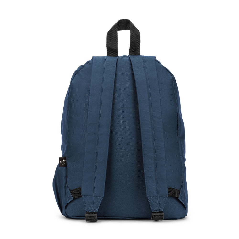 Klassischer Rucksack mit zeitlosem Design aus recyceltem 600D Polyester | Rosario – Blau, Ansicht 3