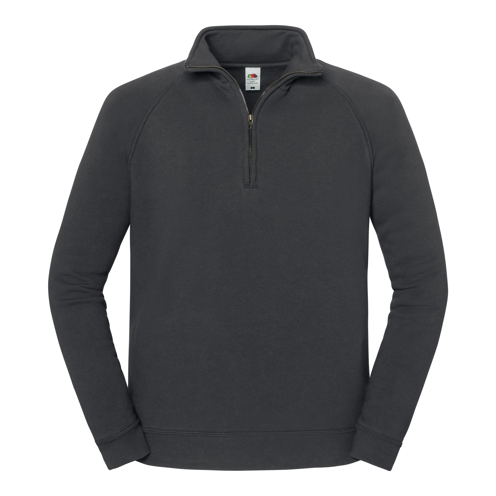 Fruit of the Loom Iconic Premium Zip Neck Sweat in Graphit