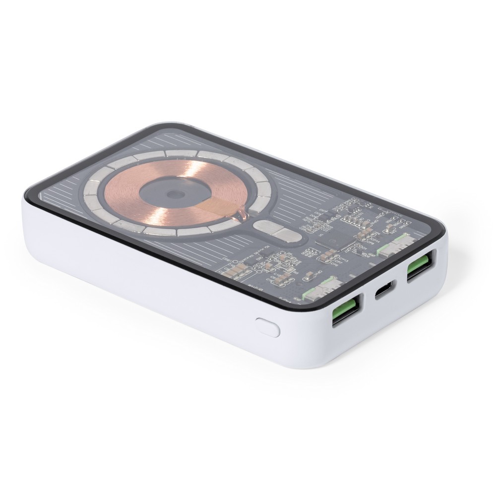 Magnetische kabellose Powerbank 5000 mAh, kabelloses Ladegerät 15W in Weiß, Ansicht 4