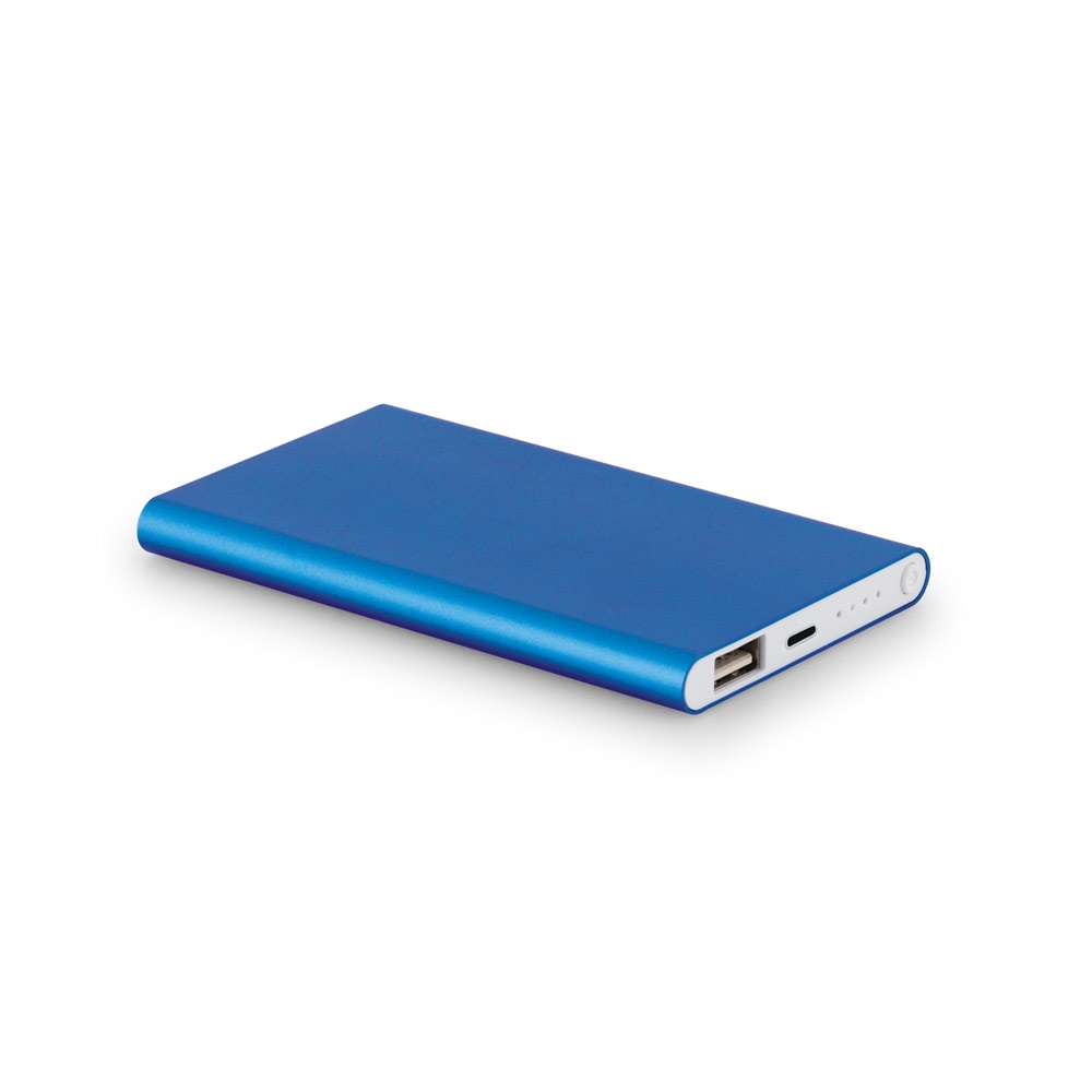 Powerbank Slim 4'000 mAh aus 70 % recyceltes ABS (70% rABS) und 30 % recyceltes Aluminium (30% rAL) | Marcet – Hellblau