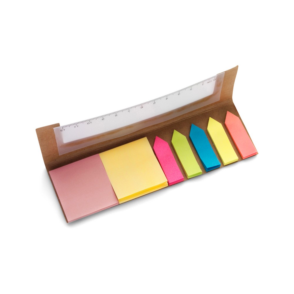 Haftnotizenset, Haftnotizen, Lineal in Braun