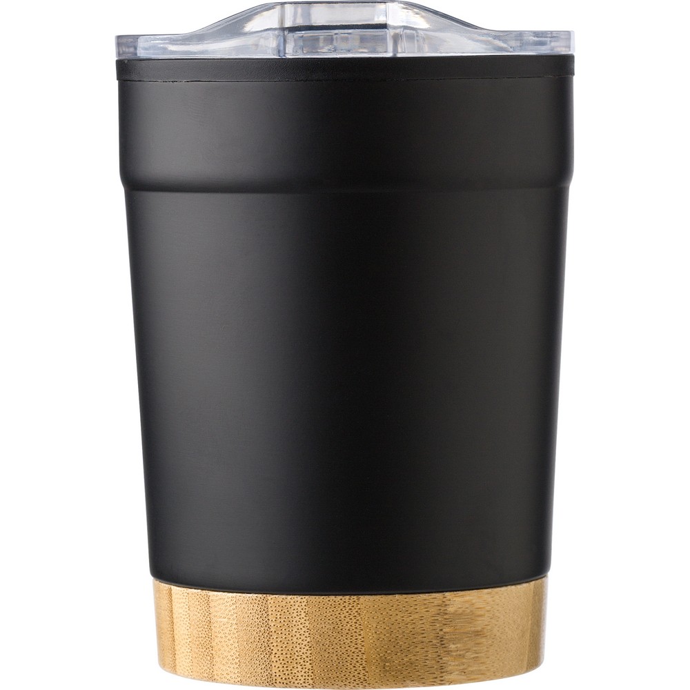 Thermobecher 300 ml mit Bambuselement in Schwarz