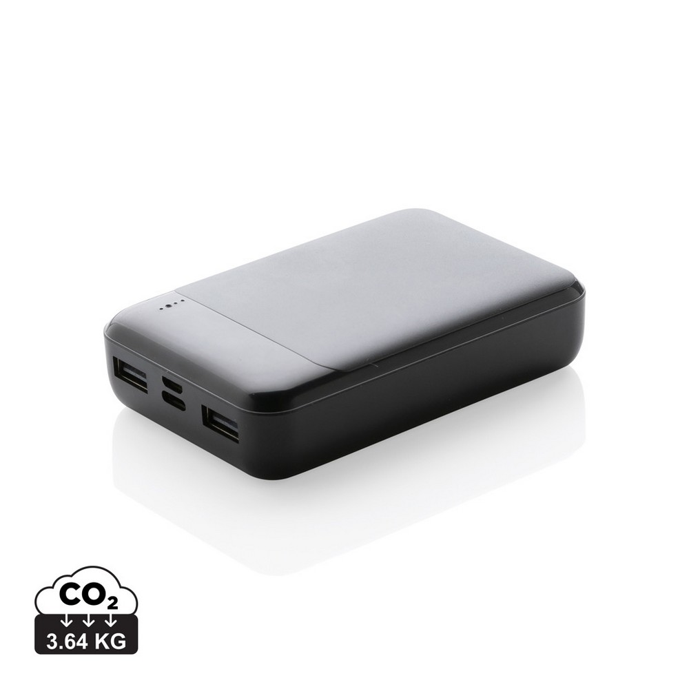 10.000 mAh Powerbank aus RCS Standard recyceltem Kunststoff in Schwarz, Ansicht 13