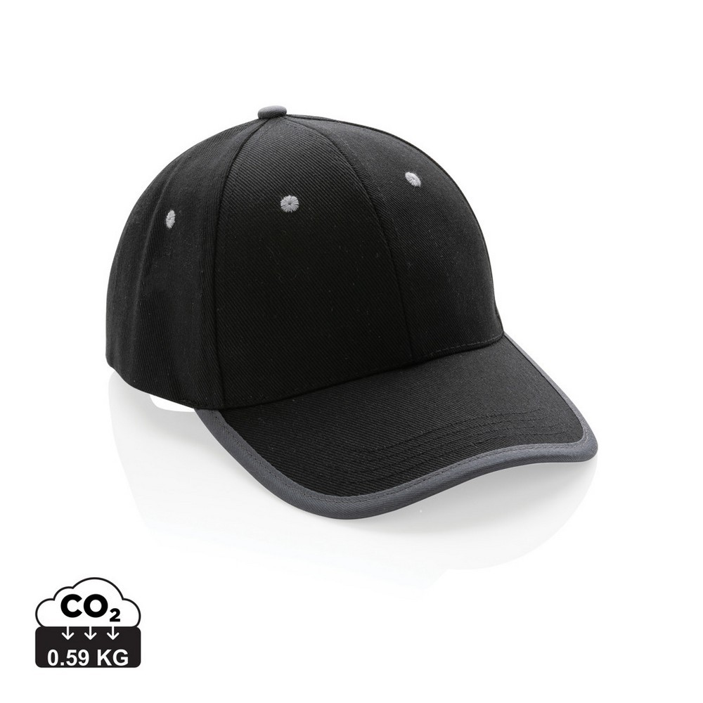 Impact AWARE™ 280gr Brushed rCotton 6 Panel Kontrast-Cap in Schwarz, Ansicht 12