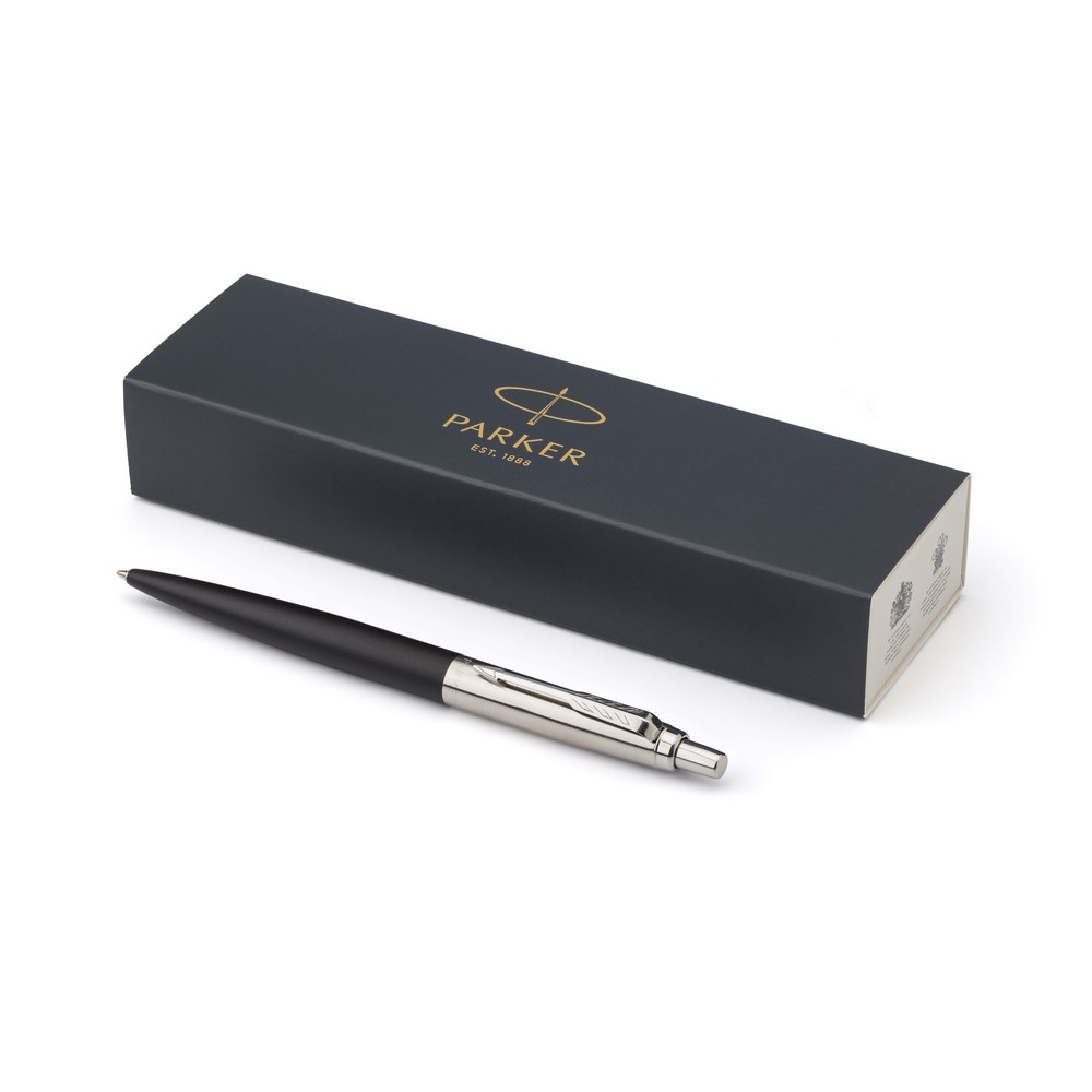Kugelschreiber Parker Jotter XL in 4 Farben aus Edelstahl in schwarz, freigestellt