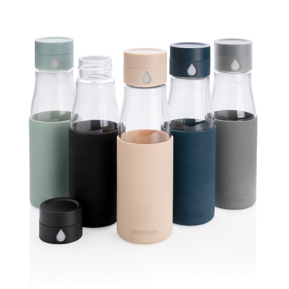 650 ml Ukiyo-Glasflasche, Überwachung der Menge des getrunkenen Wassers in Schwarz, Ansicht 6